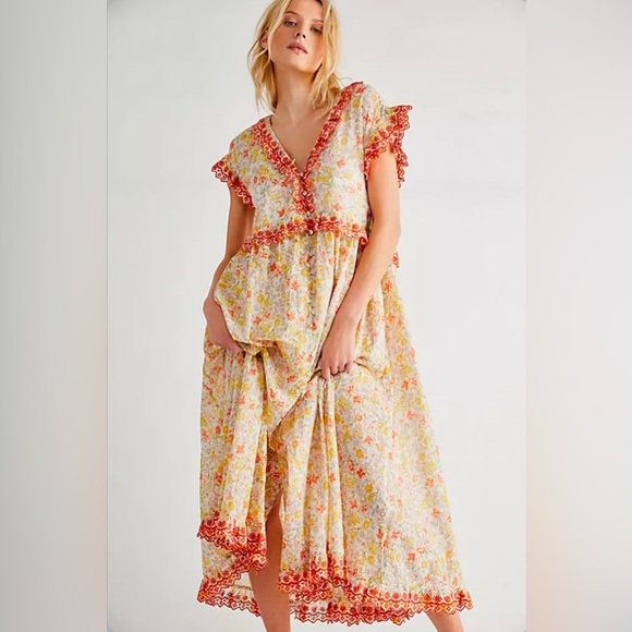 Free People Dresses & Skirts - NWT Free People Milania Midi Dress Oversized Confetti Combo